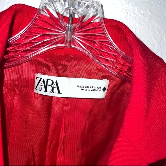Zara Blazer Women XS Jacket Red Coat Mid Length C3 - Picture 2 of 5